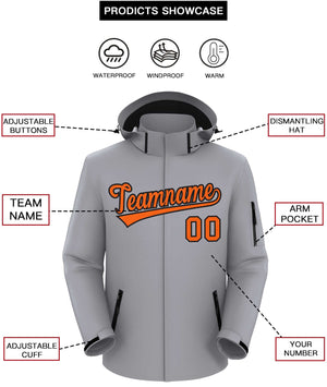 Custom Gray Orange-Black Classic Style Waterproof Jacket