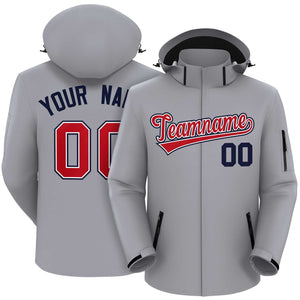 Custom Gray Red-Navy Classic Style Waterproof Jacket