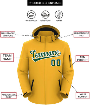 Custom Gold Green-White Classic Style Waterproof Jacket