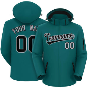 Custom Teal Black-Gray Classic Style Waterproof Jacket