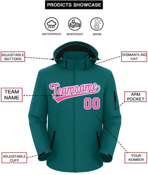 Custom Teal Pink-White Classic Style Waterproof Jacket