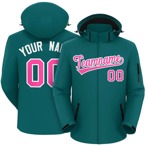 Custom Teal Pink-White Classic Style Waterproof Jacket