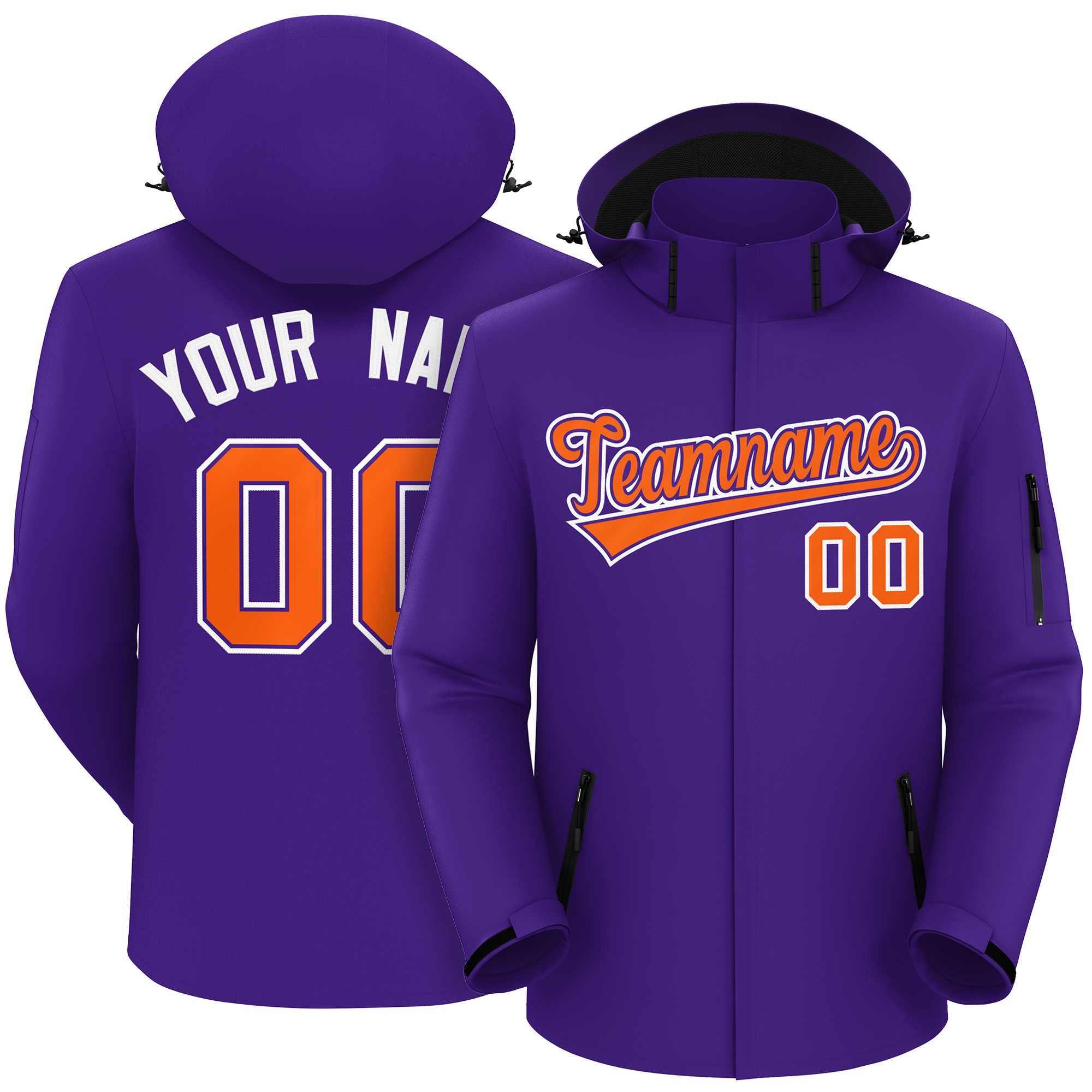 Custom Purple Orange-White Classic Style Waterproof Jacket