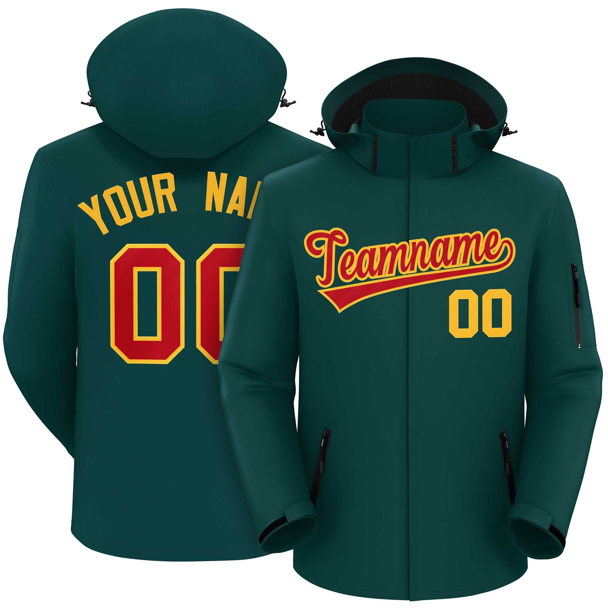 Custom Midnight Green Red-Gold Classic Style Waterproof Jacket