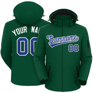 Custom Green Royal-White Classic Style Waterproof Jacket