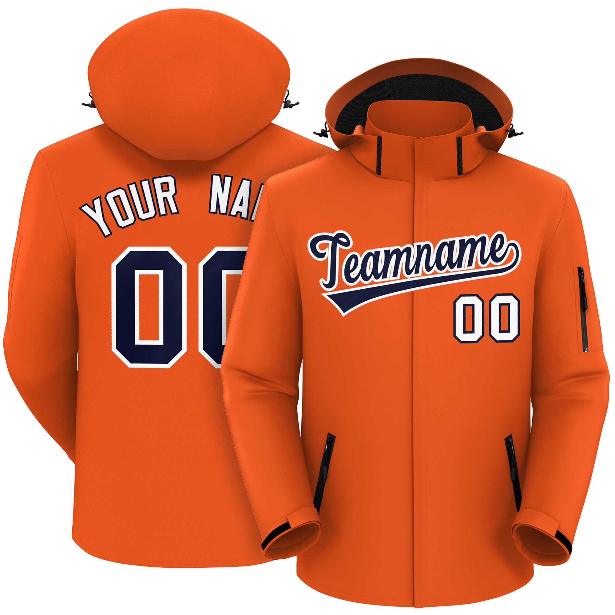 Custom Orange Navy-White Classic Style Waterproof Jacket