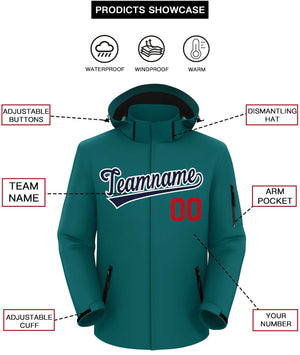 Custom Teal Navy-White Classic Style Waterproof Jacket