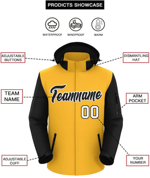 Custom Gold Black-White Raglan Sleeves Waterproof Jacket