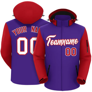 Custom Purple Red-White Raglan Sleeves Waterproof Jacket