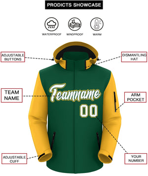 Custom Green Gold-White Raglan Sleeves Waterproof Jacket