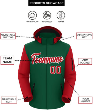 Custom Green Red-White Raglan Sleeves Waterproof Jacket