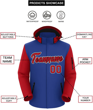 Custom Royal Red-White Raglan Sleeves Waterproof Jacket