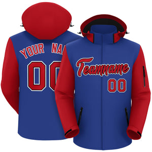 Custom Royal Red-White Raglan Sleeves Waterproof Jacket