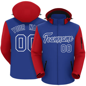 Custom Royal Red-White Raglan Sleeves Waterproof Jacket