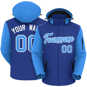 Custom Royal Powder Blue-White Raglan Sleeves Waterproof Jacket