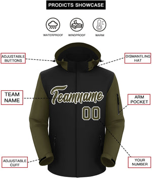 Custom Black Olive-White Raglan Sleeves Waterproof Jacket