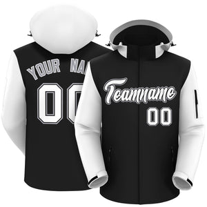 Custom Black White-Gray Raglan Sleeves Waterproof Jacket