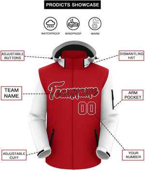 Custom Red White-Black Raglan Sleeves Waterproof Jacket