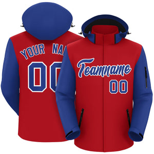 Custom Red Royal-White Raglan Sleeves Waterproof Jacket