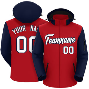 Custom Red Navy-White Raglan Sleeves Waterproof Jacket