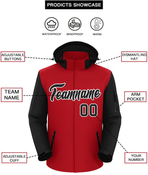 Custom Red Black-White Raglan Sleeves Waterproof Jacket