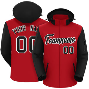 Custom Red Black-White Raglan Sleeves Waterproof Jacket