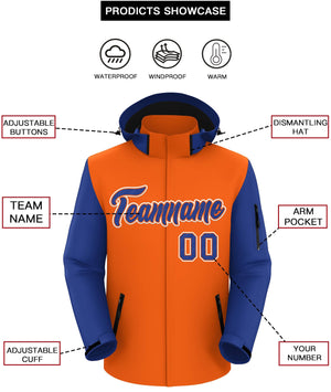 Custom Orange Royal-White Raglan Sleeves Waterproof Jacket