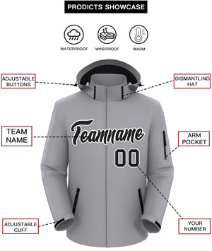 Custom Gray Black-White Classic Style Waterproof Jacket