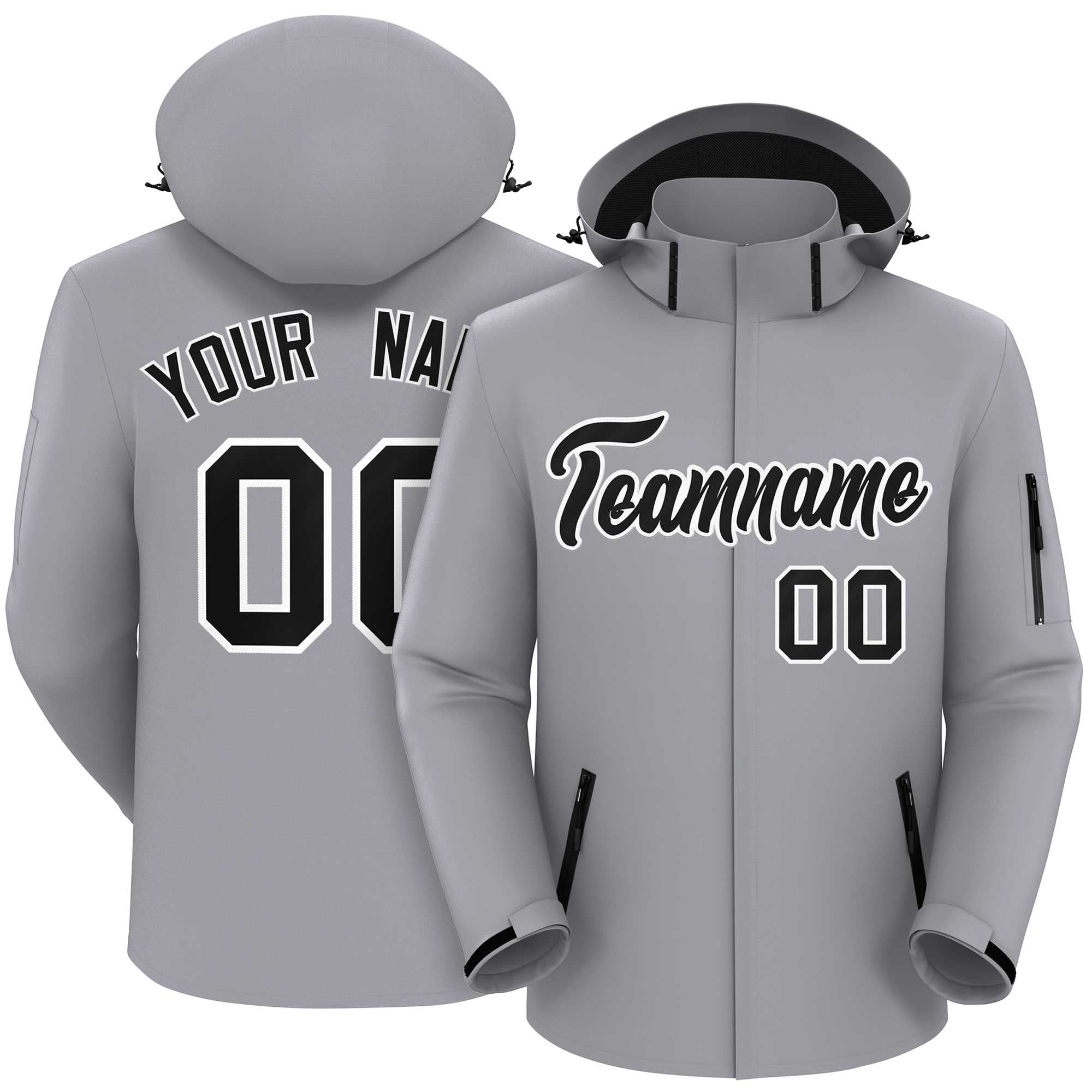 Veste imperméable de style classique gris noir-blanc personnalisée