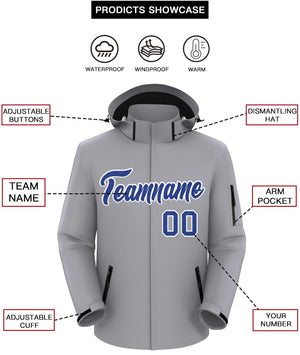 Custom Gray Royal-White Classic Style Waterproof Jacket