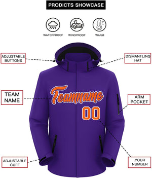 Custom Purple Orange-White Classic Style Waterproof Jacket