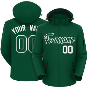 Custom Green Green-White Classic Style Waterproof Jacket