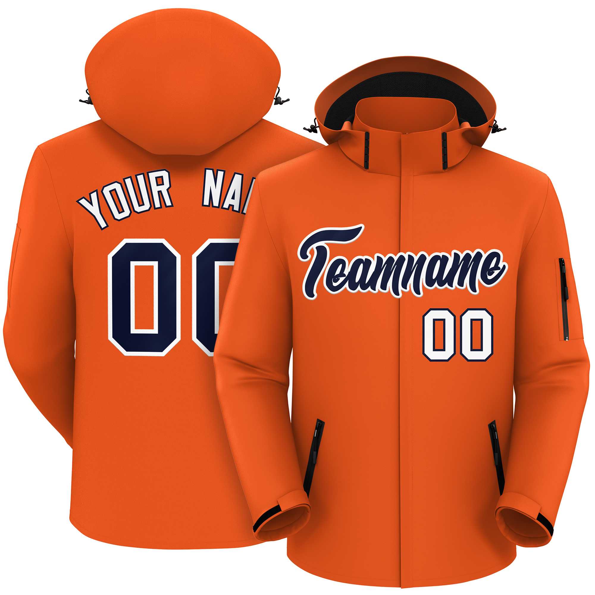 Custom Orange Navy-White Classic Style Waterproof Jacket