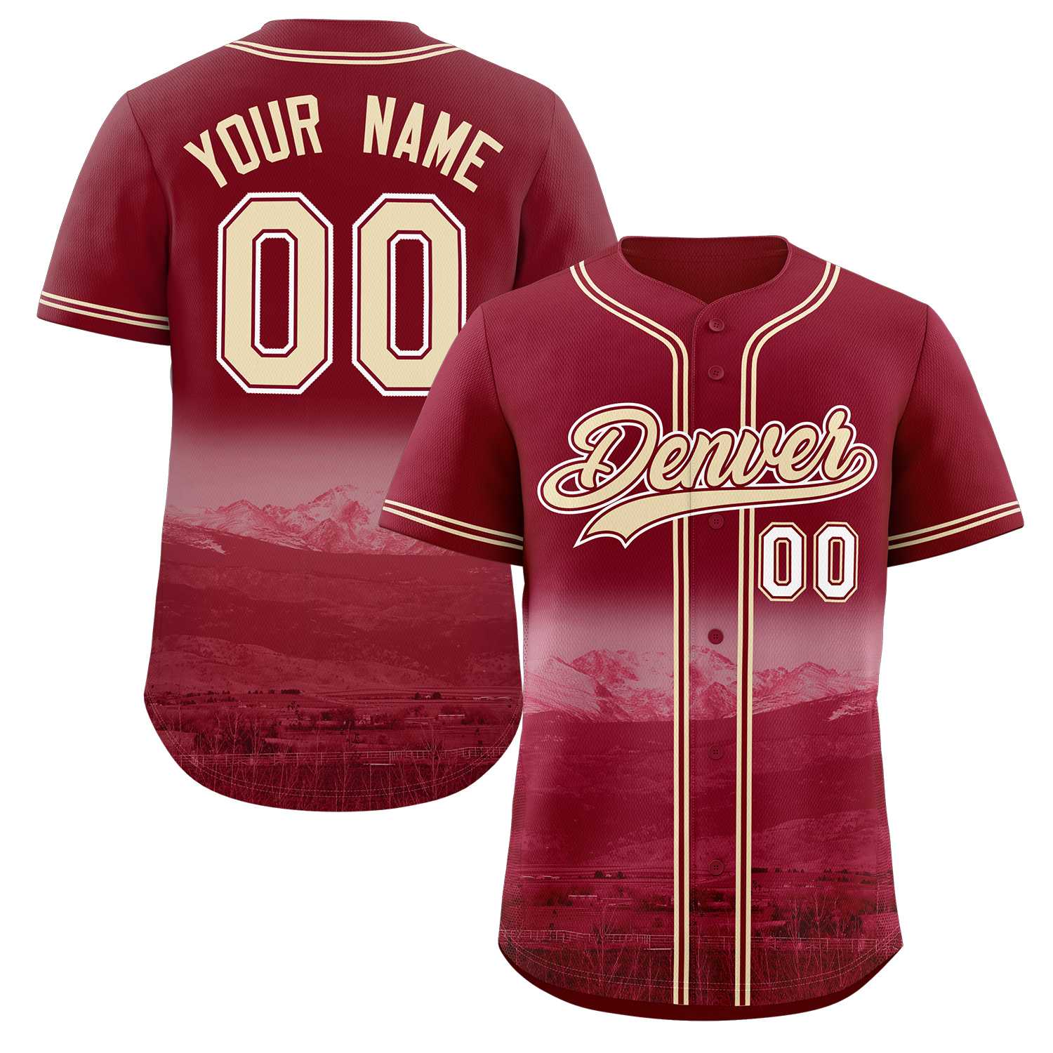 Maillot de baseball personnalisé cramoisi kaki-cramoisi Denver City Connect