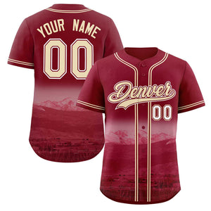 Custom Crimson Khaki-Crimson Denver City Connect Baseball Jersey