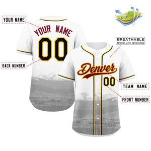 Maillot de baseball personnalisé blanc cramoisi-jaune Denver City Connect