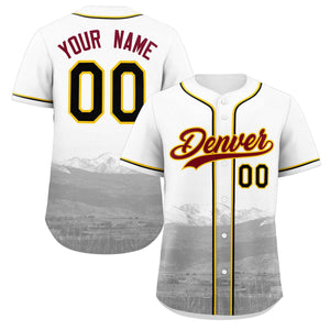 Maillot de baseball personnalisé blanc cramoisi-jaune Denver City Connect