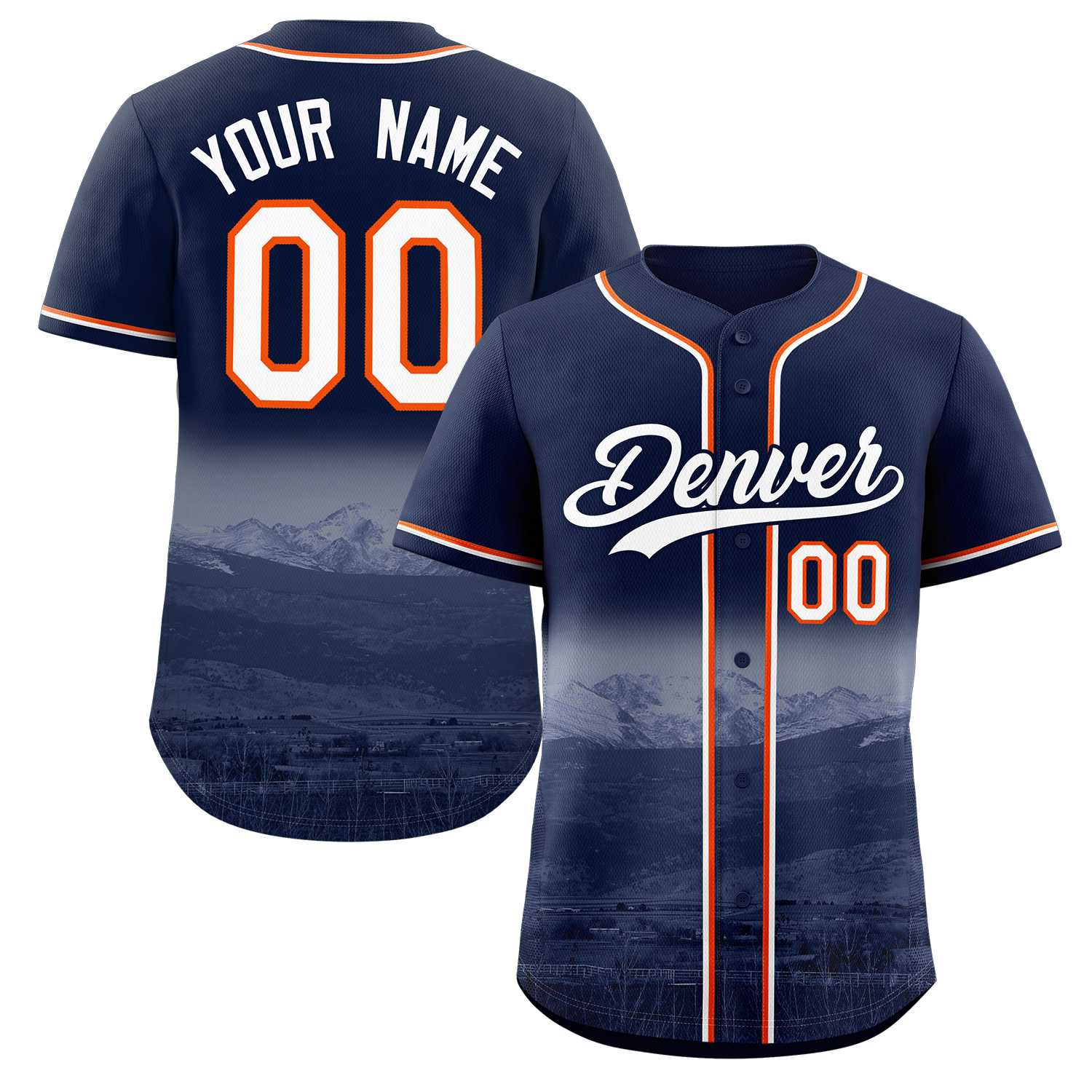 Maillot de baseball Denver City Connect personnalisé bleu marine blanc-marine