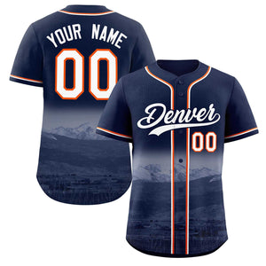 Custom Navy White-Navy Denver City Connect Baseball Jersey