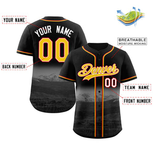 Maillot de baseball Denver City Connect personnalisé noir jaune-blanc