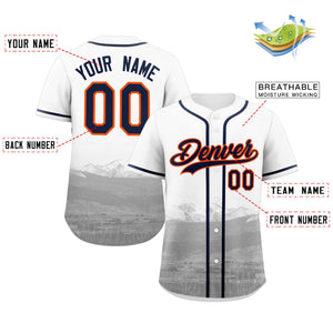 Custom White Navy-Orange Denver City Connect Baseball Jersey