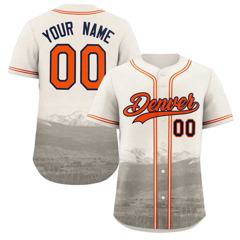 Custom Cream Orange-Navy Denver City Connect Baseball Jersey