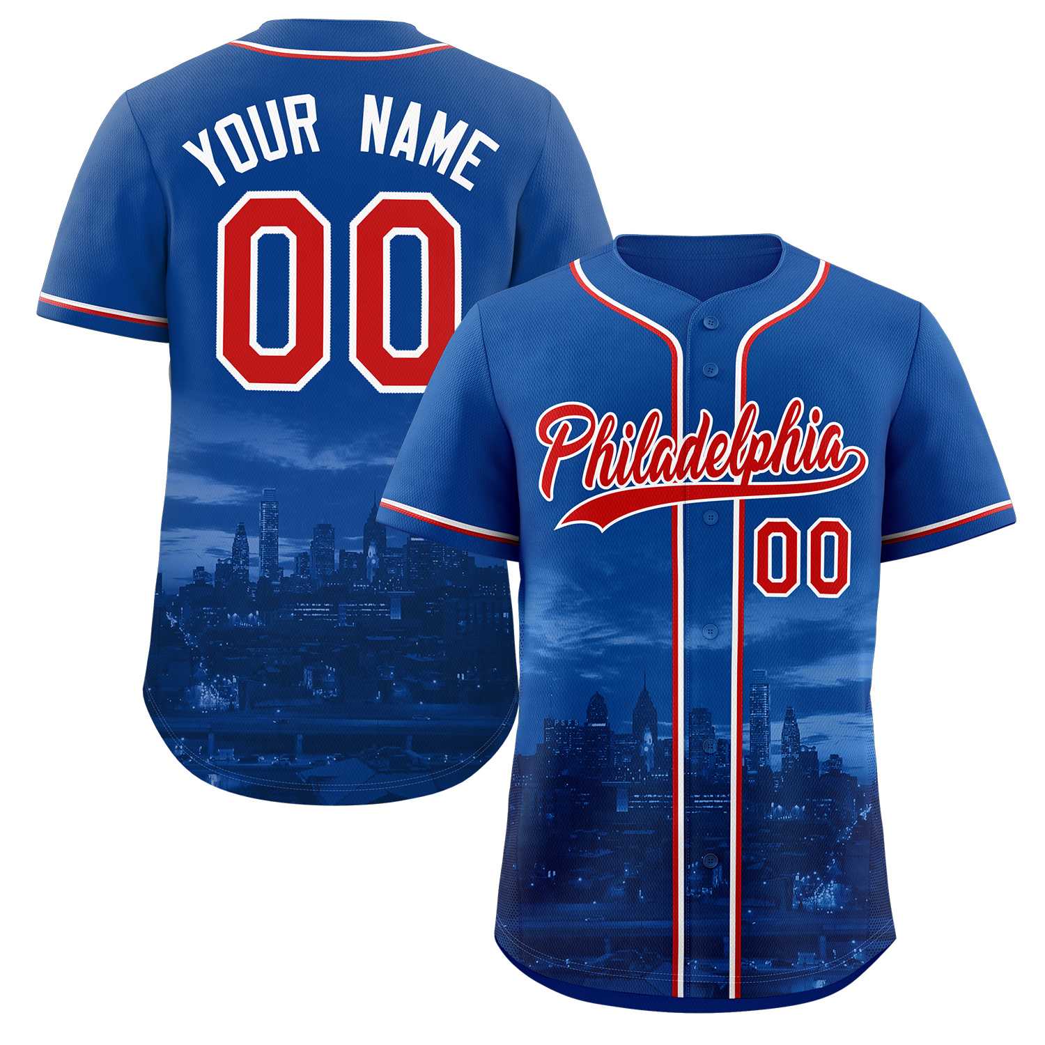 Maillot de baseball personnalisé Royal Red-White Philadelphia City Connect