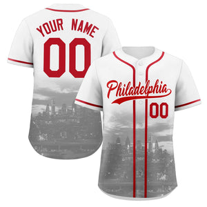 Maillot de baseball personnalisé blanc rouge-blanc Philadelphia City Connect