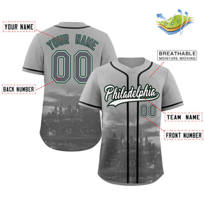 Custom Gray White-Black Philadelphia City Connect Baseball Jersey