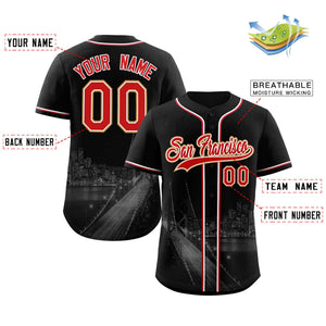 Maillot de baseball personnalisé noir rouge-blanc San Francisco City Connect