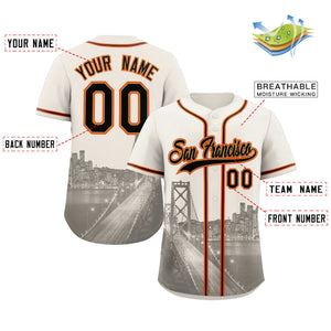 Custom Cream Black-Old Gold San Francisco City Connect Baseball Jersey