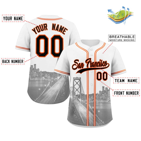 Custom White Black-Orange San Francisco City Connect Baseball Jersey