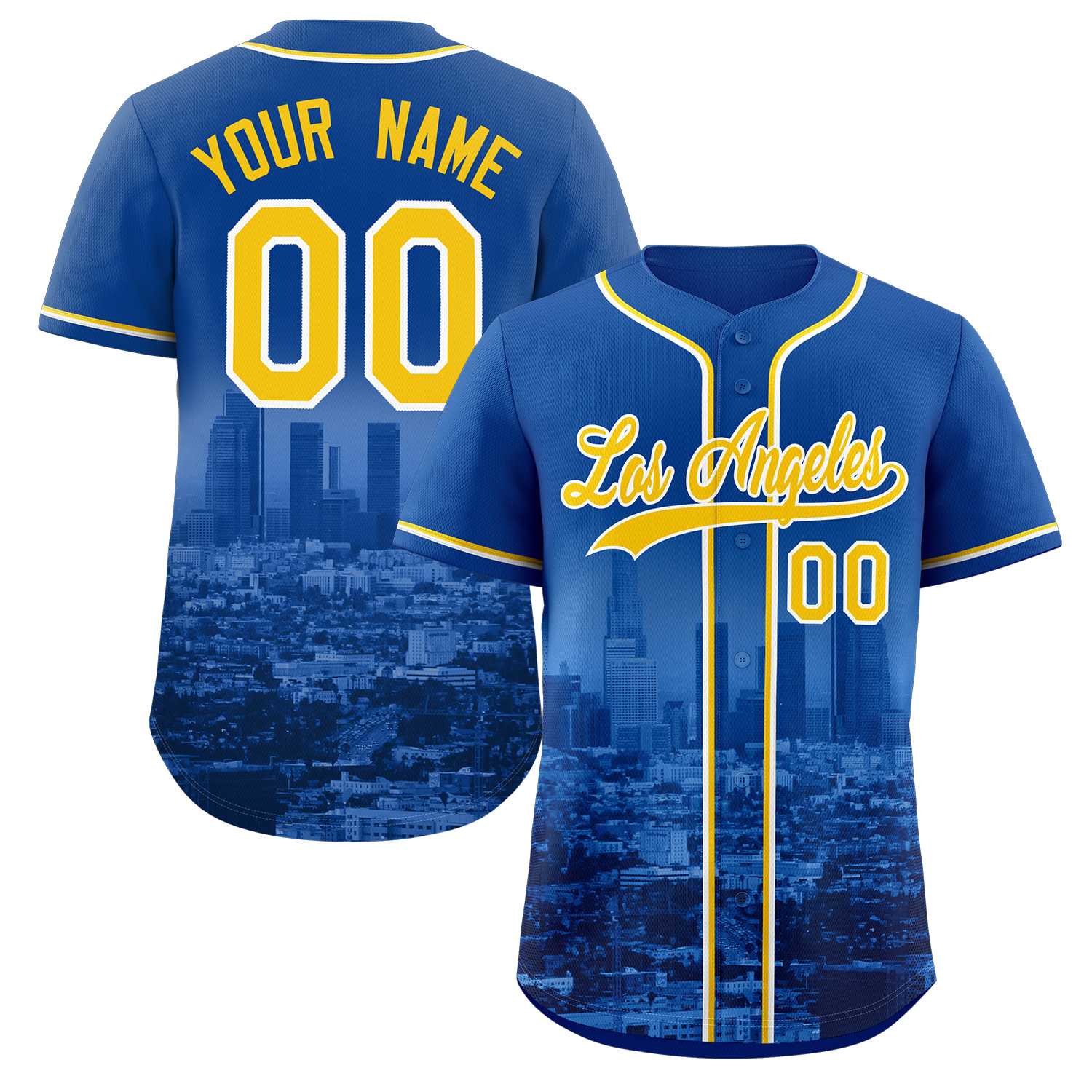 Custom Royal Yellow-White Los Angeles City Connect Baseball Jersey