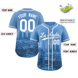 Maillot de baseball personnalisé bleu poudre blanc-bleu poudre Los Angeles City Connect